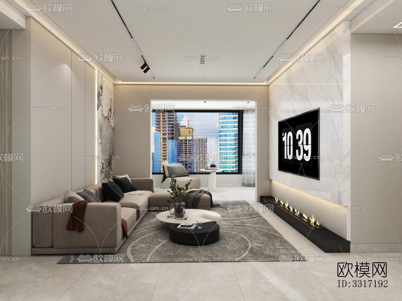现代客厅效果图下载（渲染图8）