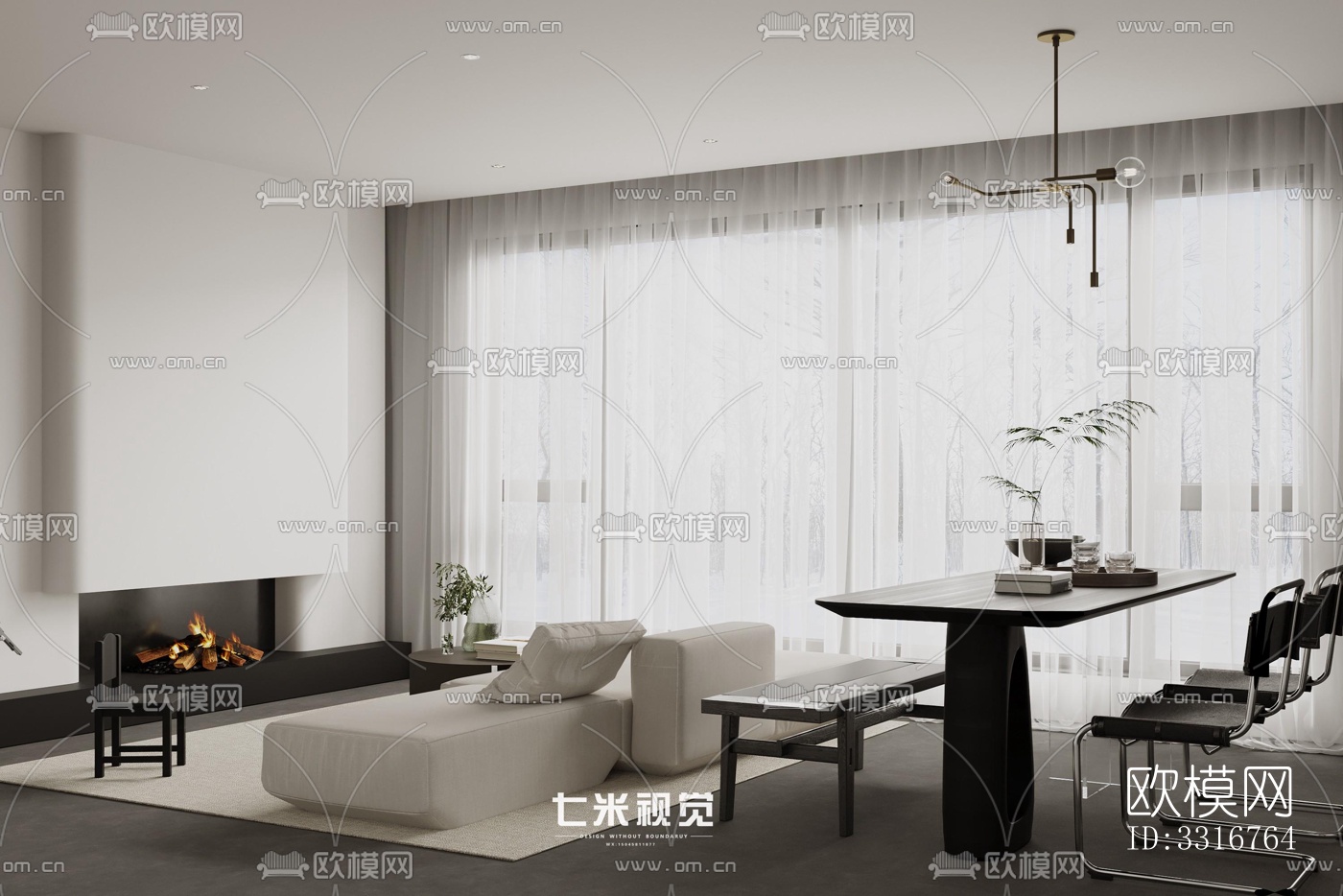 现代客厅效果图下载（渲染图2）