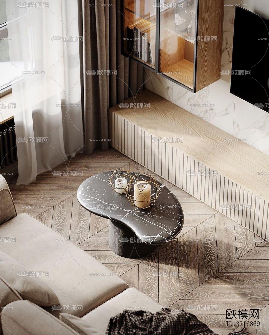 现代客厅效果图下载（渲染图2）