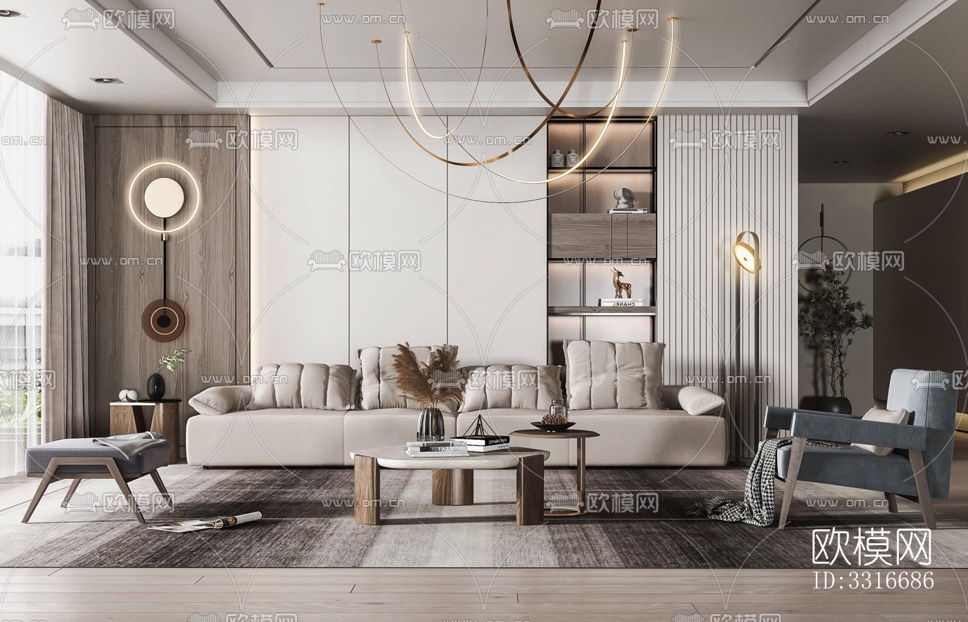 现代客厅效果图下载（渲染图6）