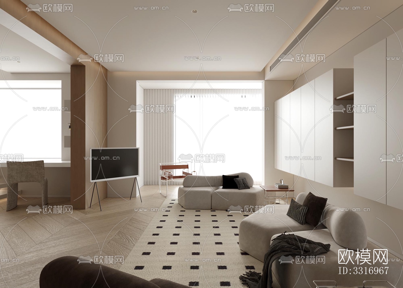 现代客厅效果图下载（渲染图4）