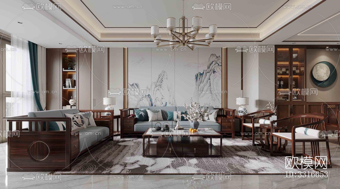 现代客厅效果图下载（渲染图14）