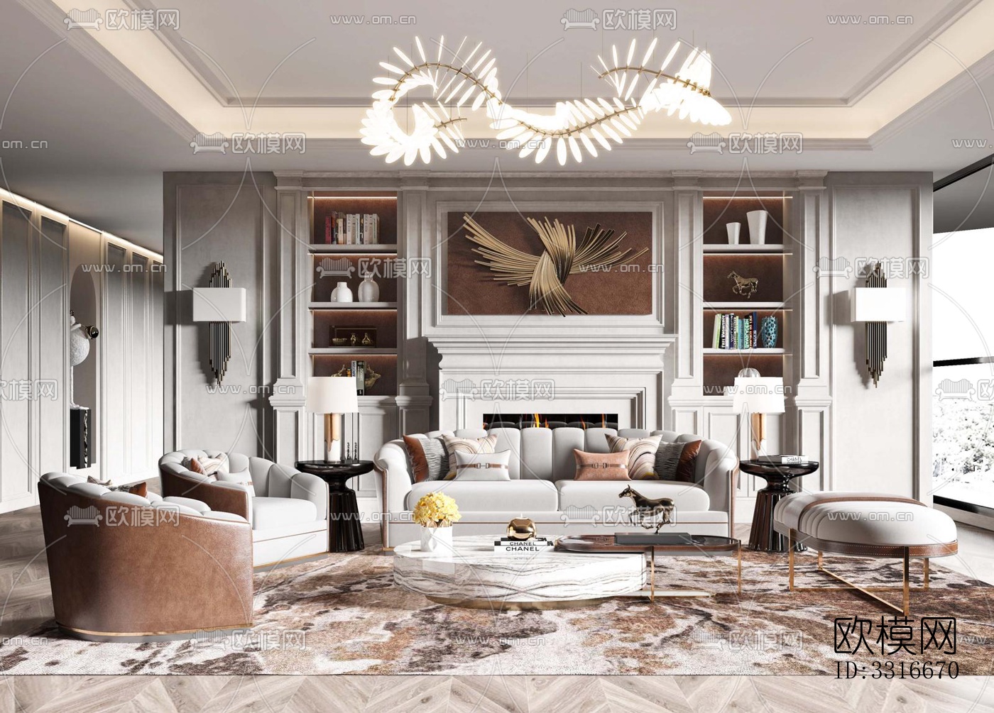 现代客厅效果图下载（渲染图17）