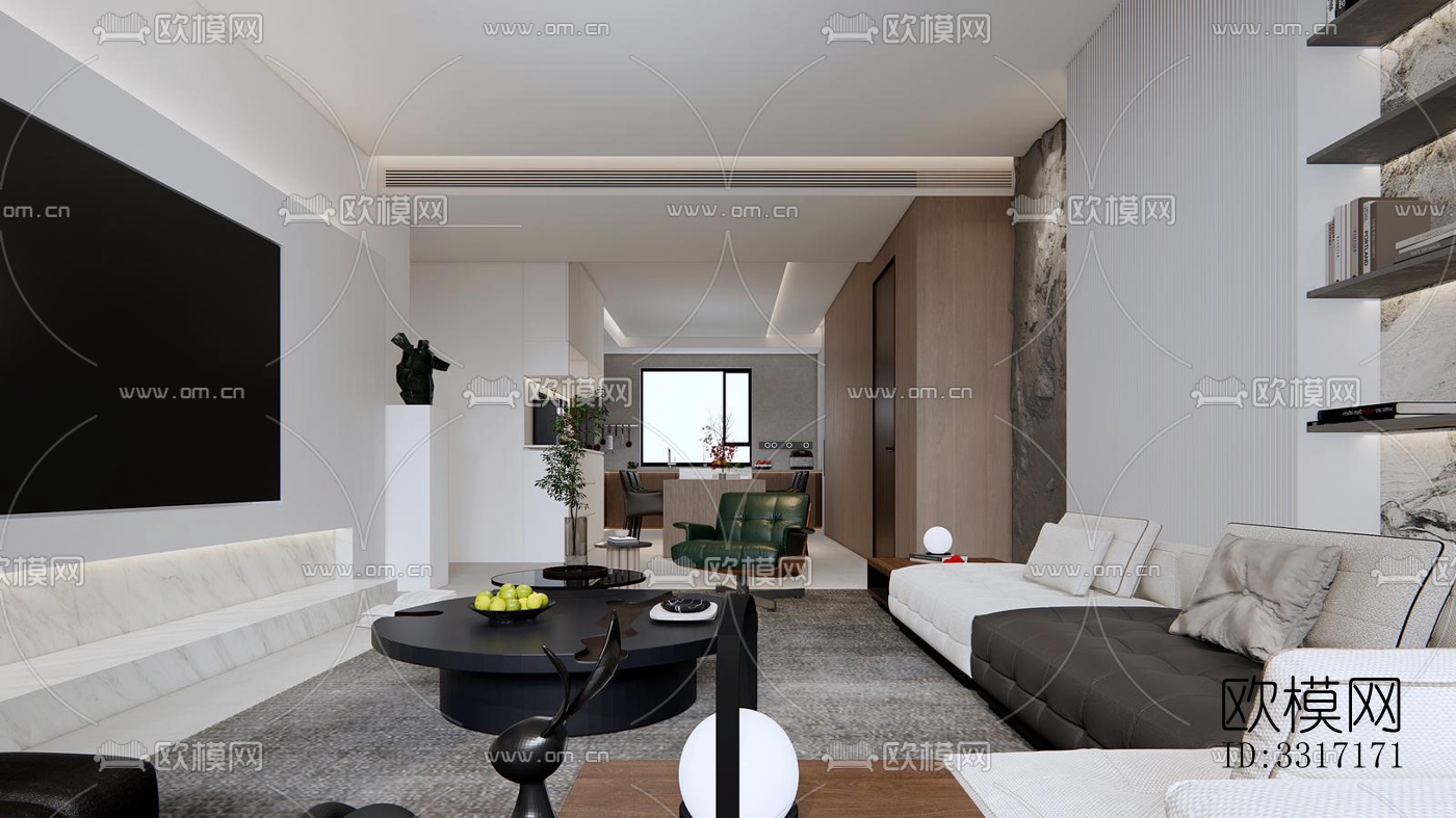 现代客厅效果图下载（渲染图6）