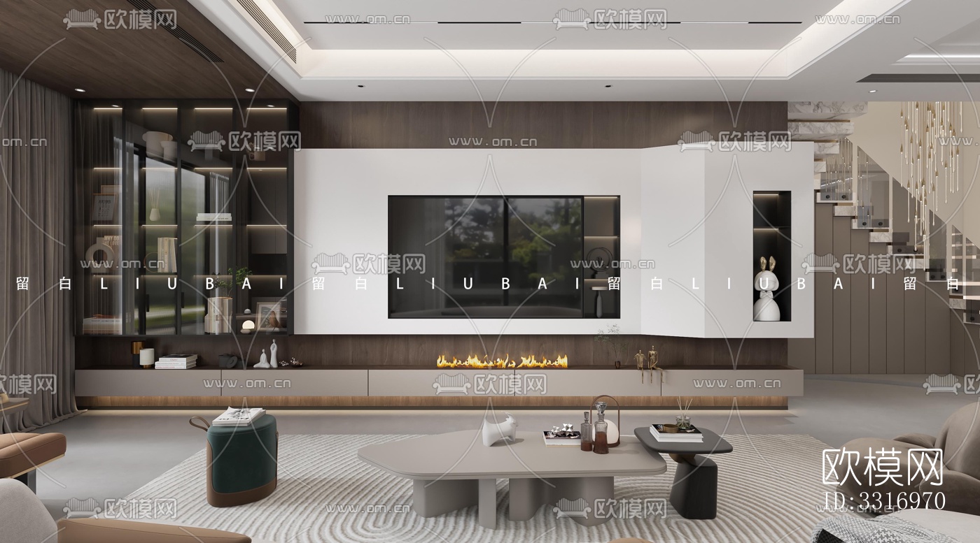 现代客厅效果图下载（渲染图3）