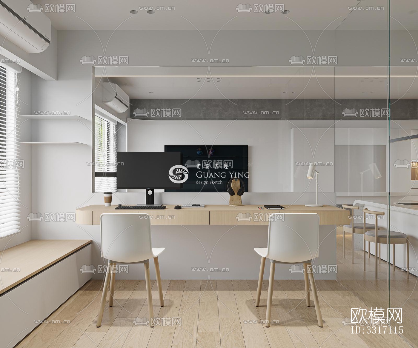 现代客厅效果图下载（渲染图4）