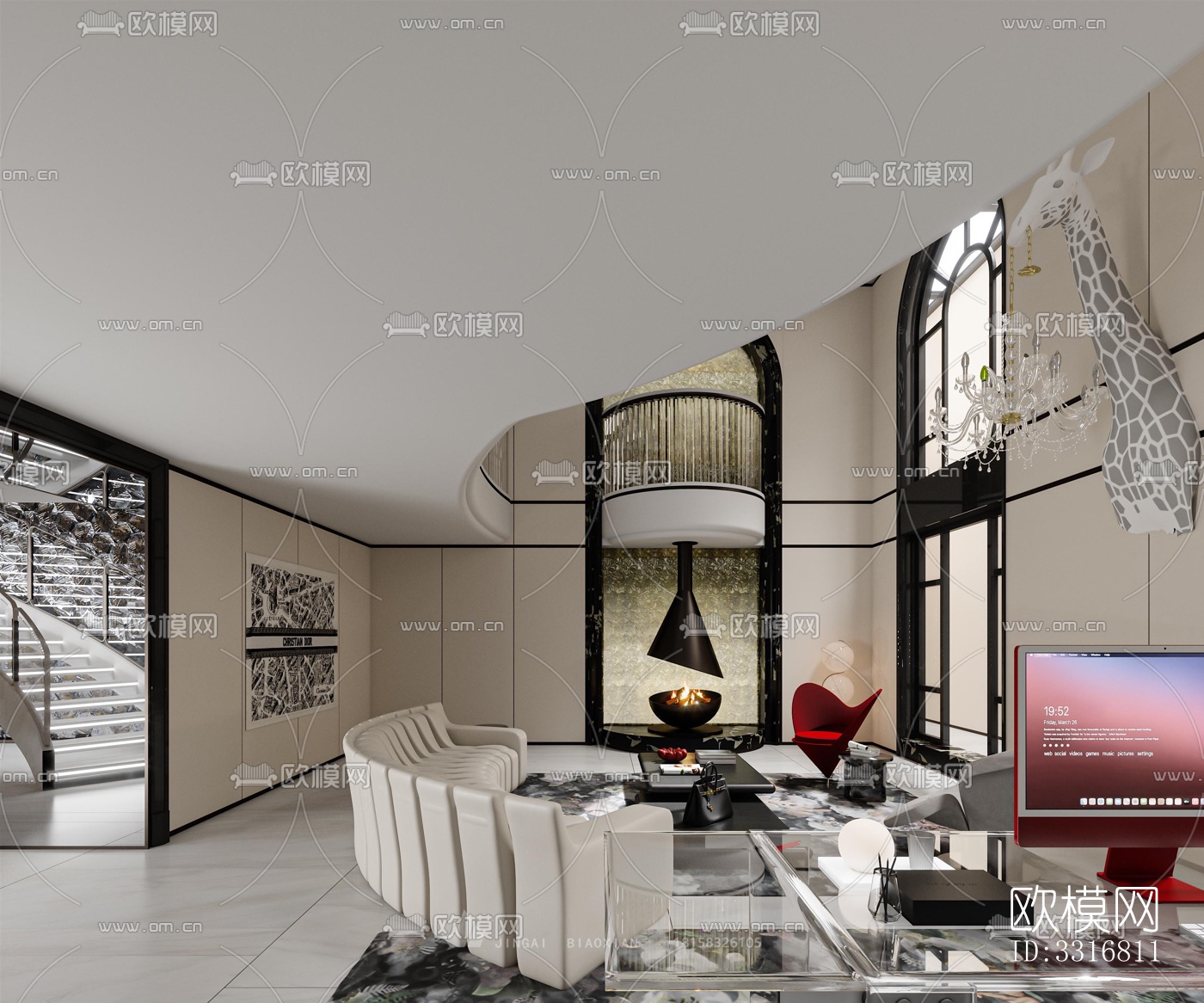 现代客厅效果图下载（渲染图1）