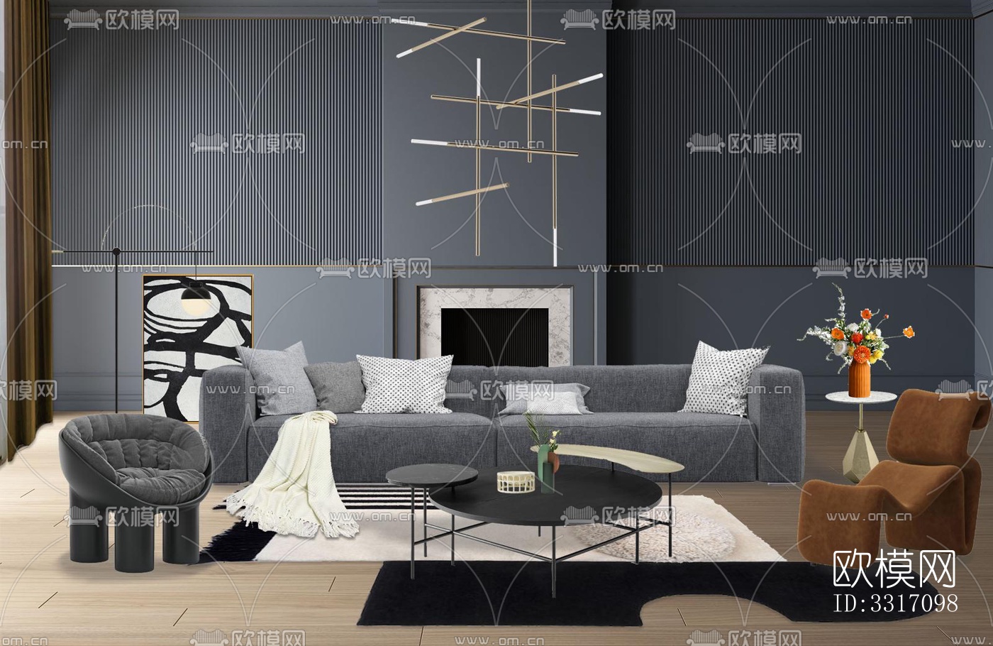 现代客厅效果图下载（渲染图1）