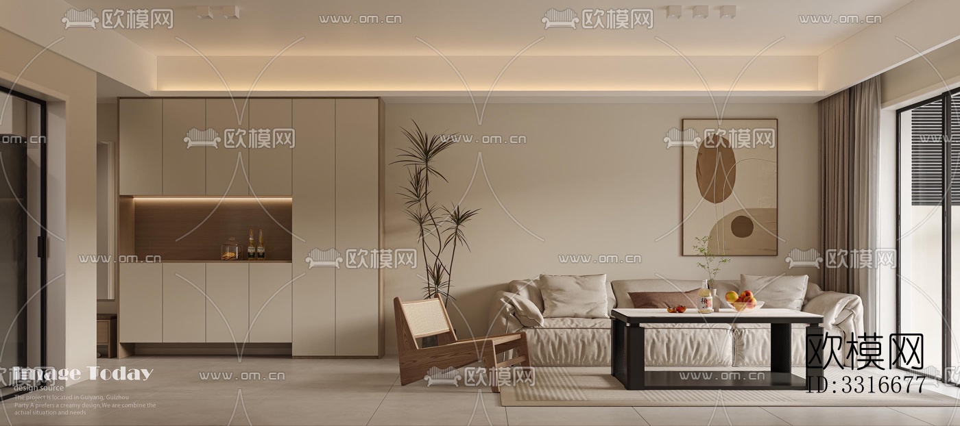 现代客厅效果图下载（渲染图5）