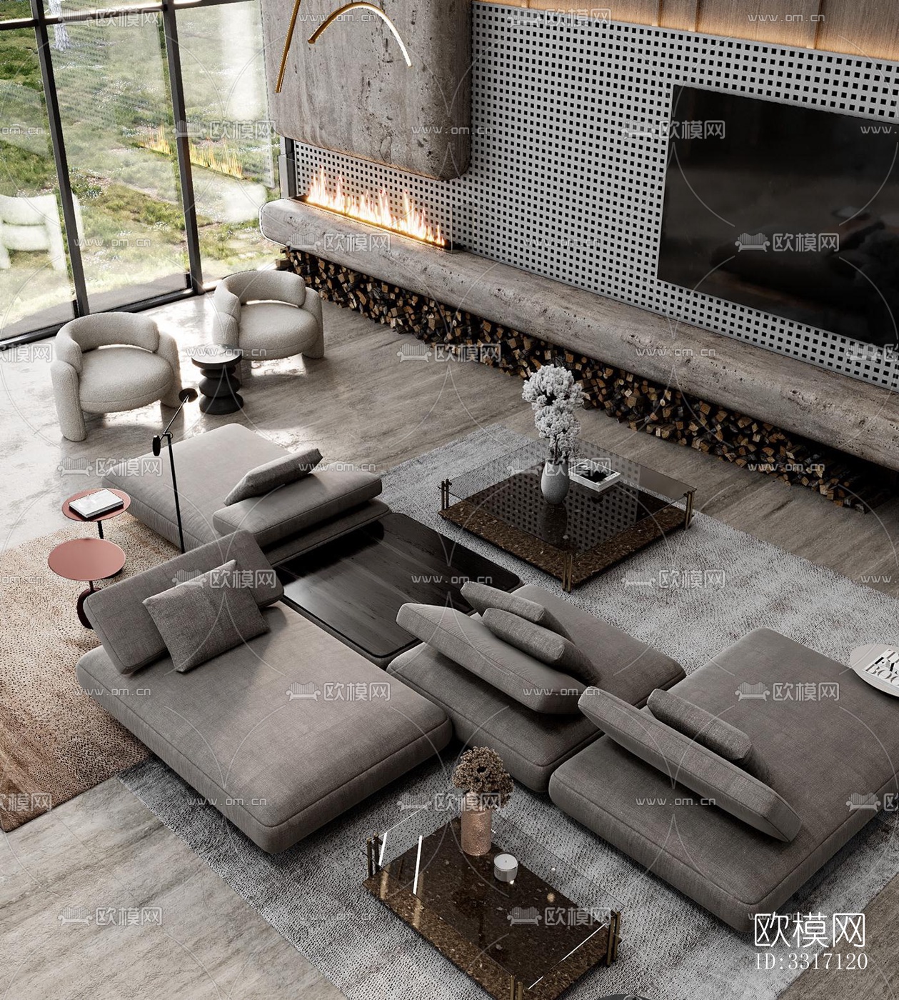 现代客厅效果图下载（渲染图18）