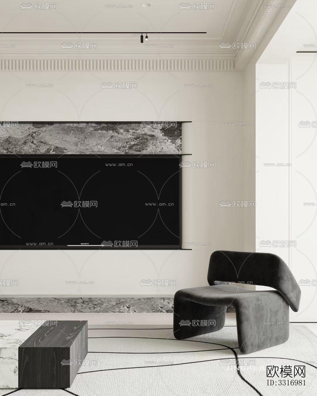 现代客厅效果图下载（渲染图5）