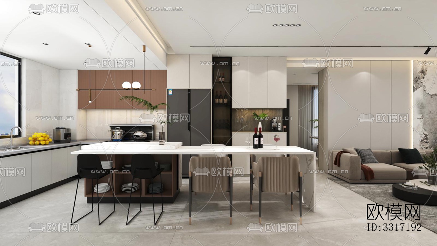 现代客厅效果图下载（渲染图2）