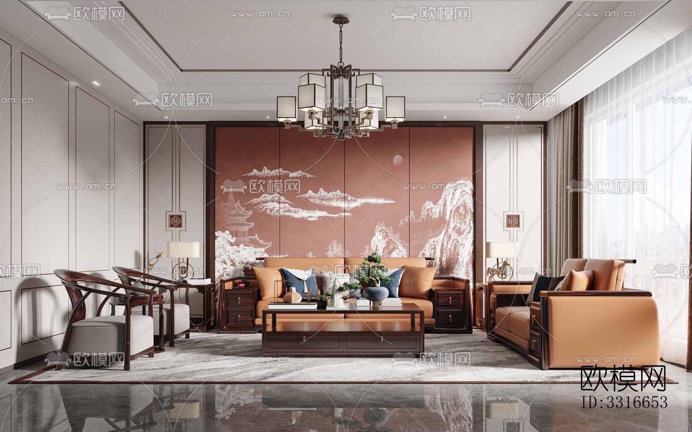 现代客厅效果图下载（渲染图10）