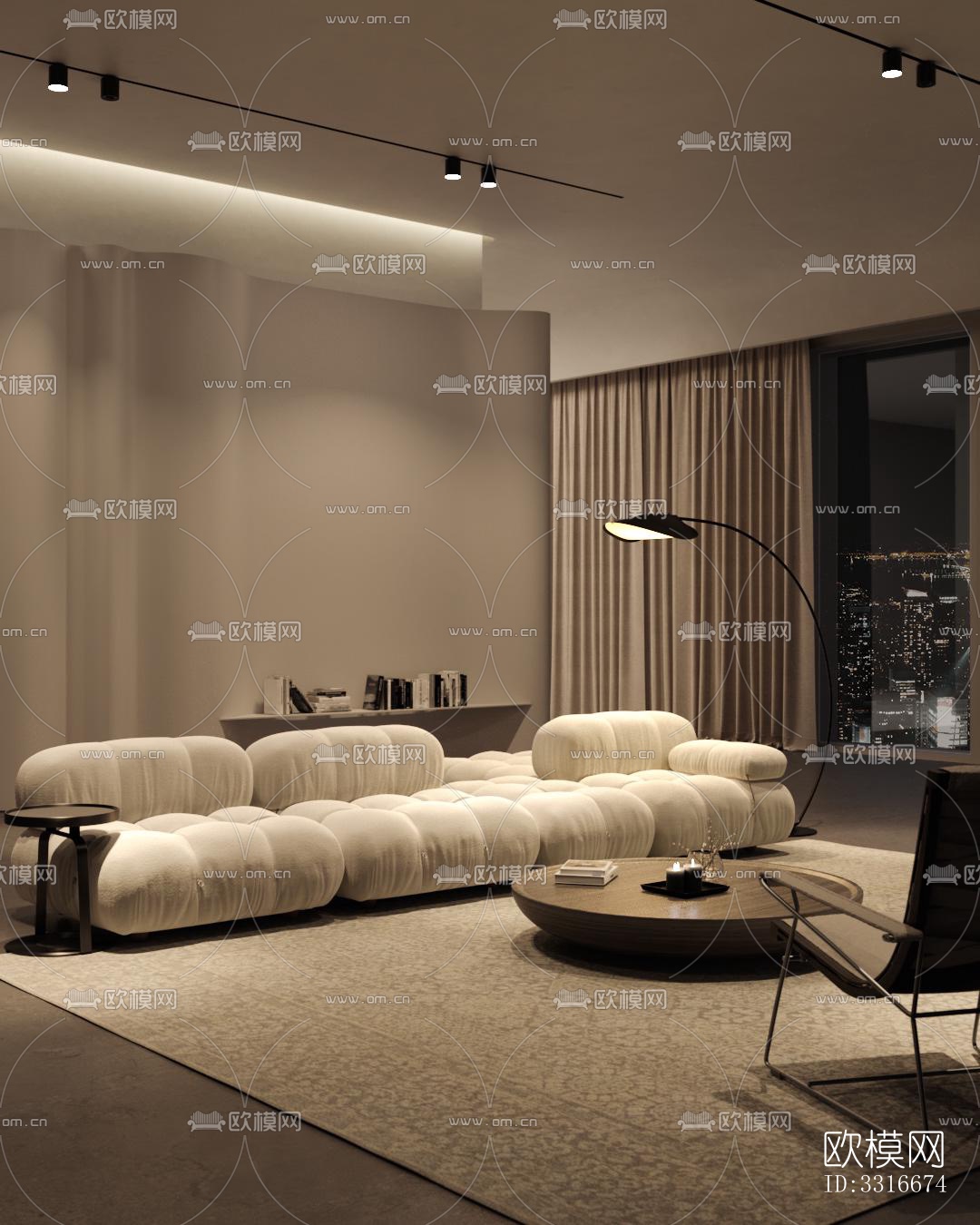 现代客厅效果图下载（渲染图7）