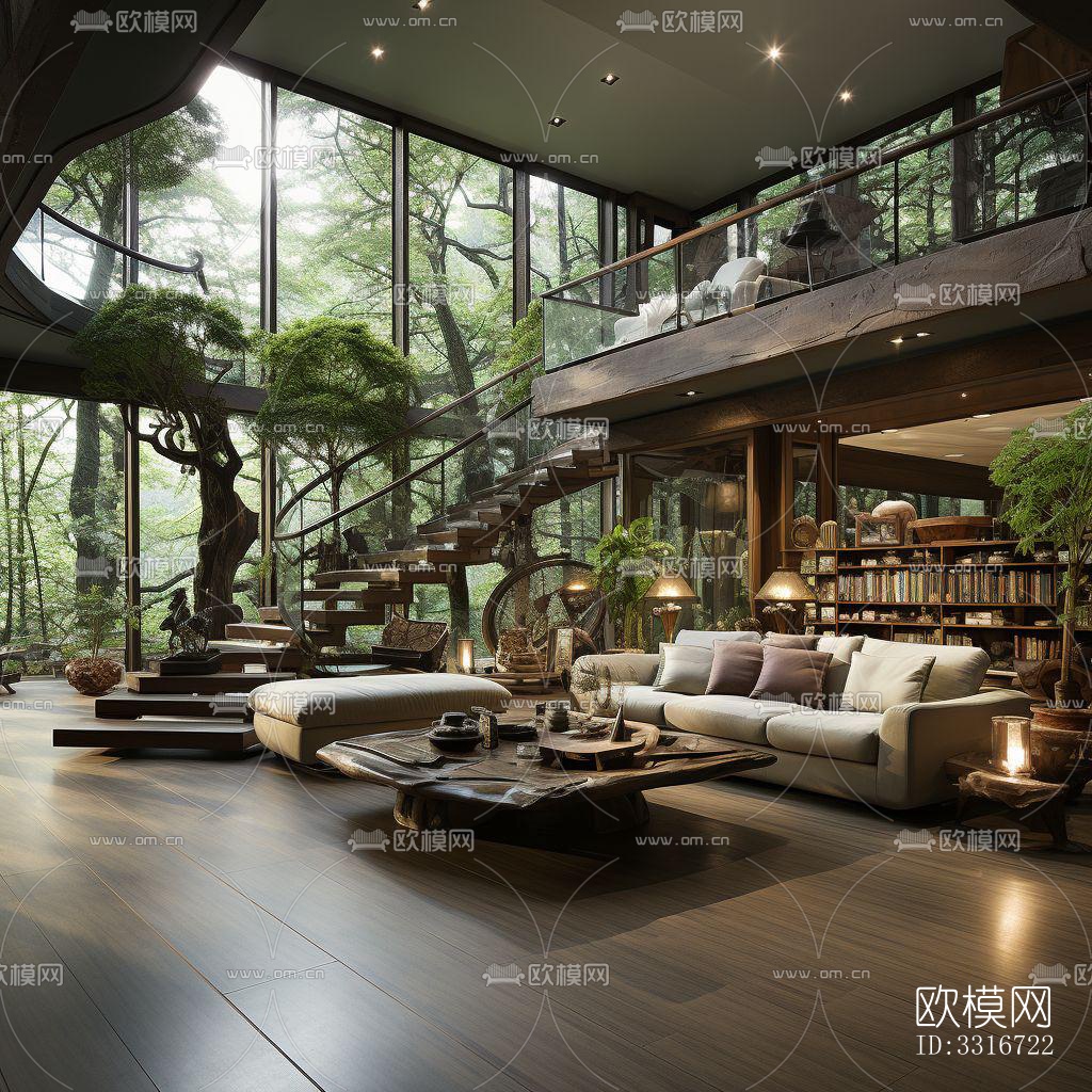 现代客厅效果图下载（渲染图5）