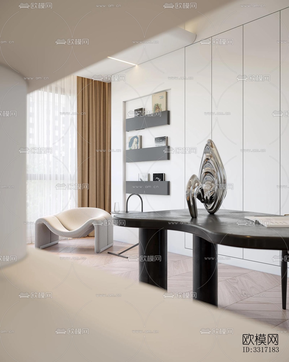 现代客厅效果图下载（渲染图3）