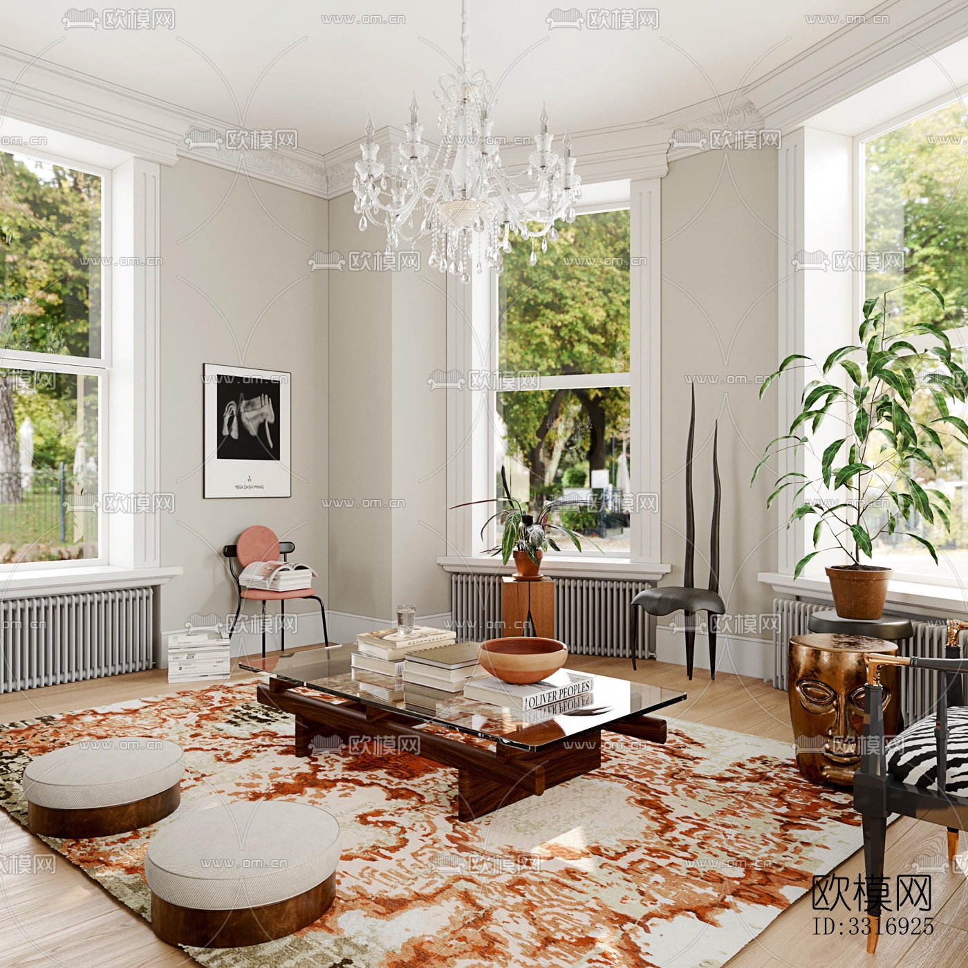 现代客厅效果图下载（渲染图2）