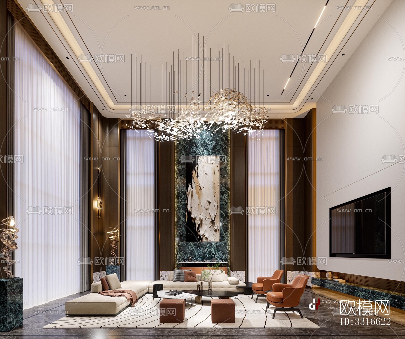 现代客厅效果图下载（渲染图8）