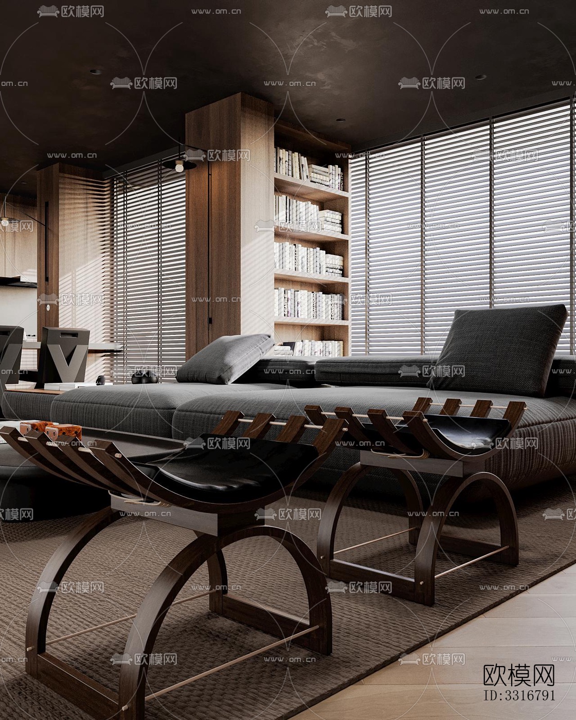 现代客厅效果图下载（渲染图3）