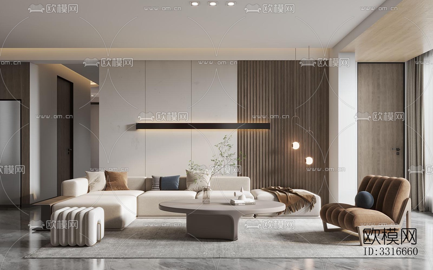 现代客厅效果图下载（渲染图15）