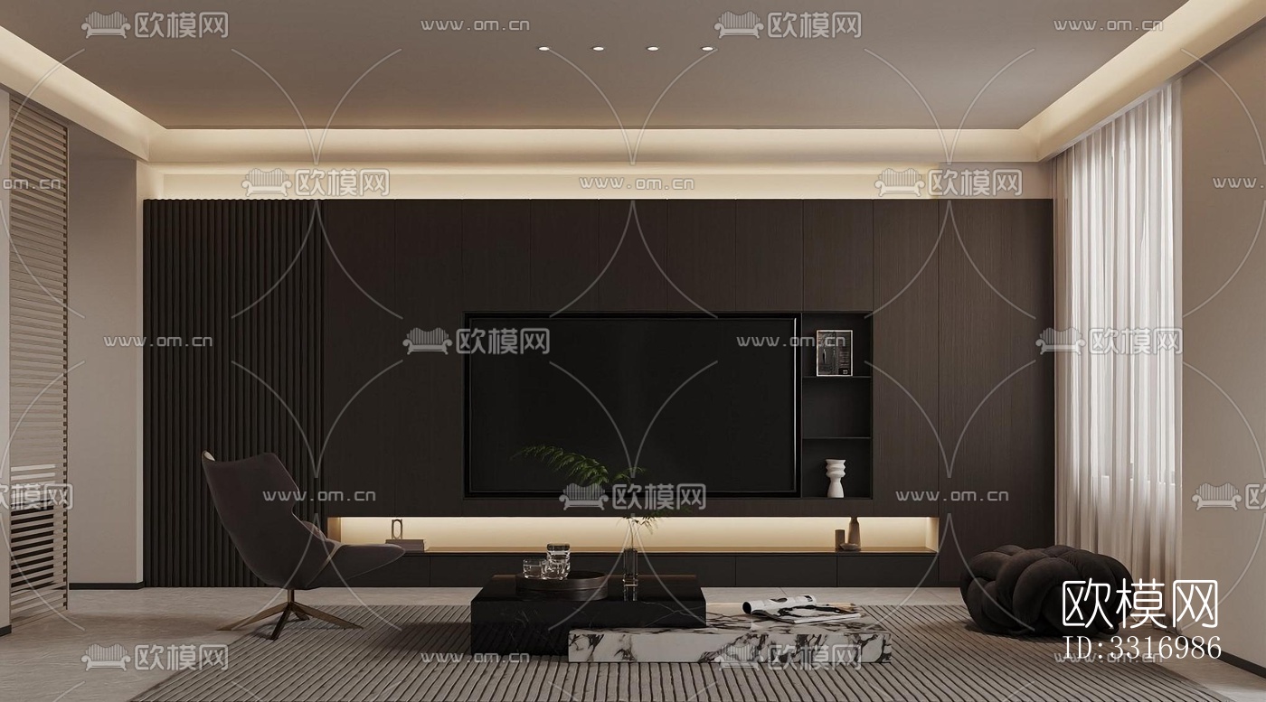 现代客厅效果图下载（渲染图1）