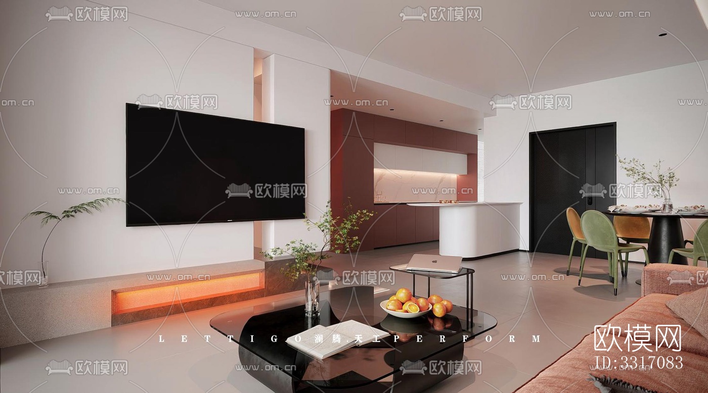 现代客厅效果图下载（渲染图1）