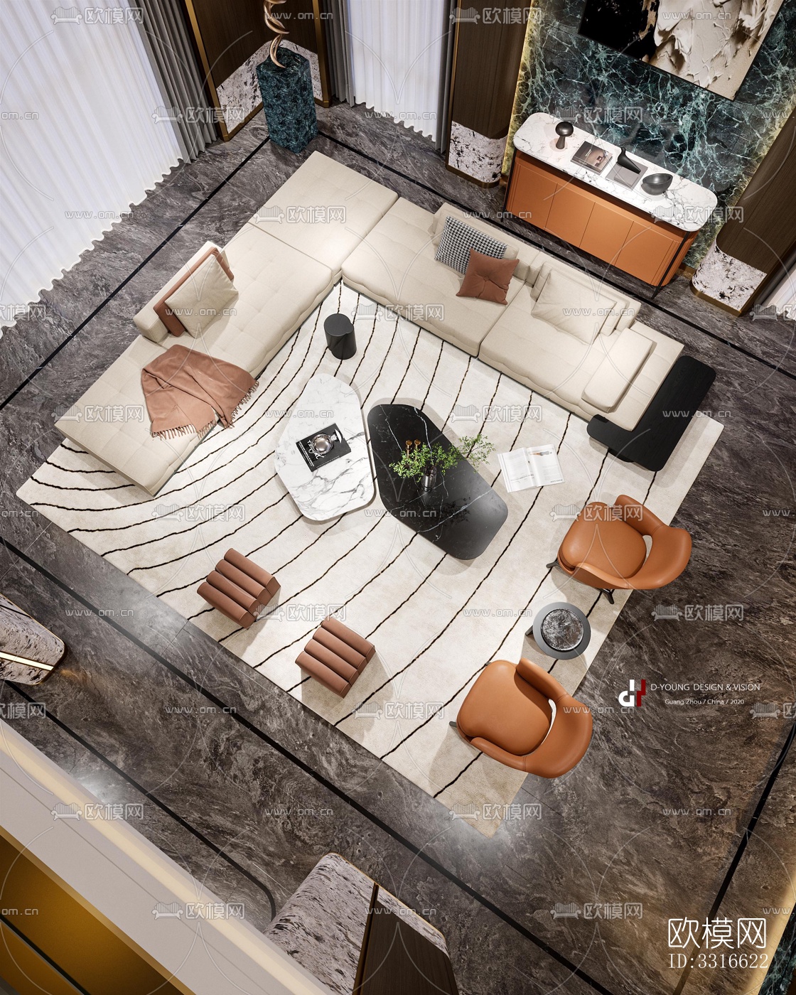 现代客厅效果图下载（渲染图9）