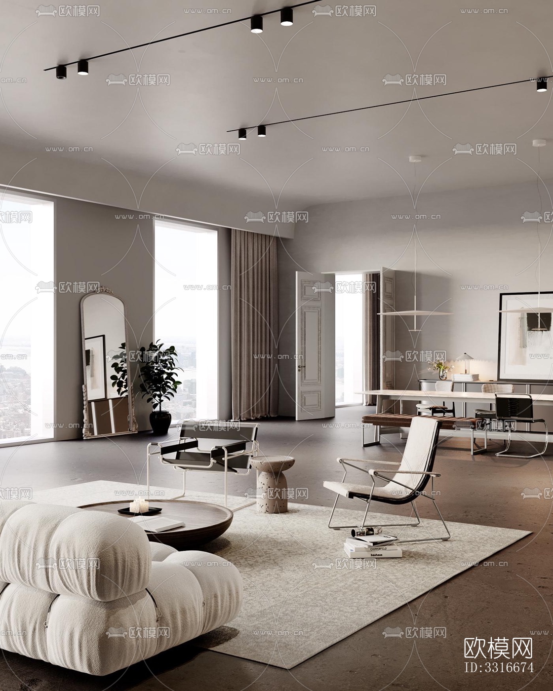 现代客厅效果图下载（渲染图2）