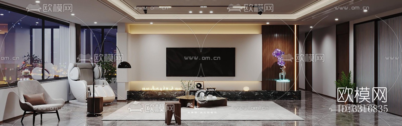 现代客厅效果图下载（渲染图2）