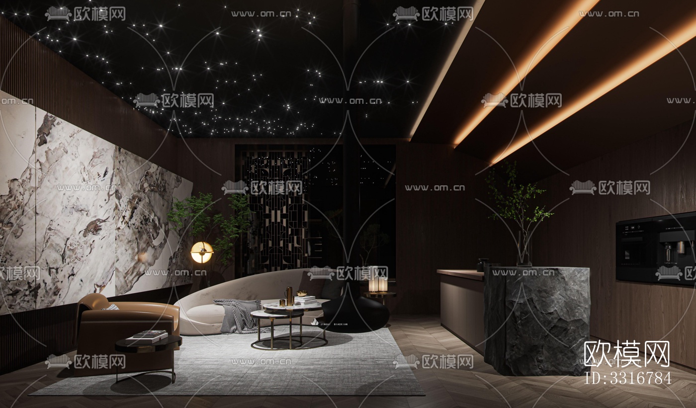 现代客厅效果图下载（渲染图1）