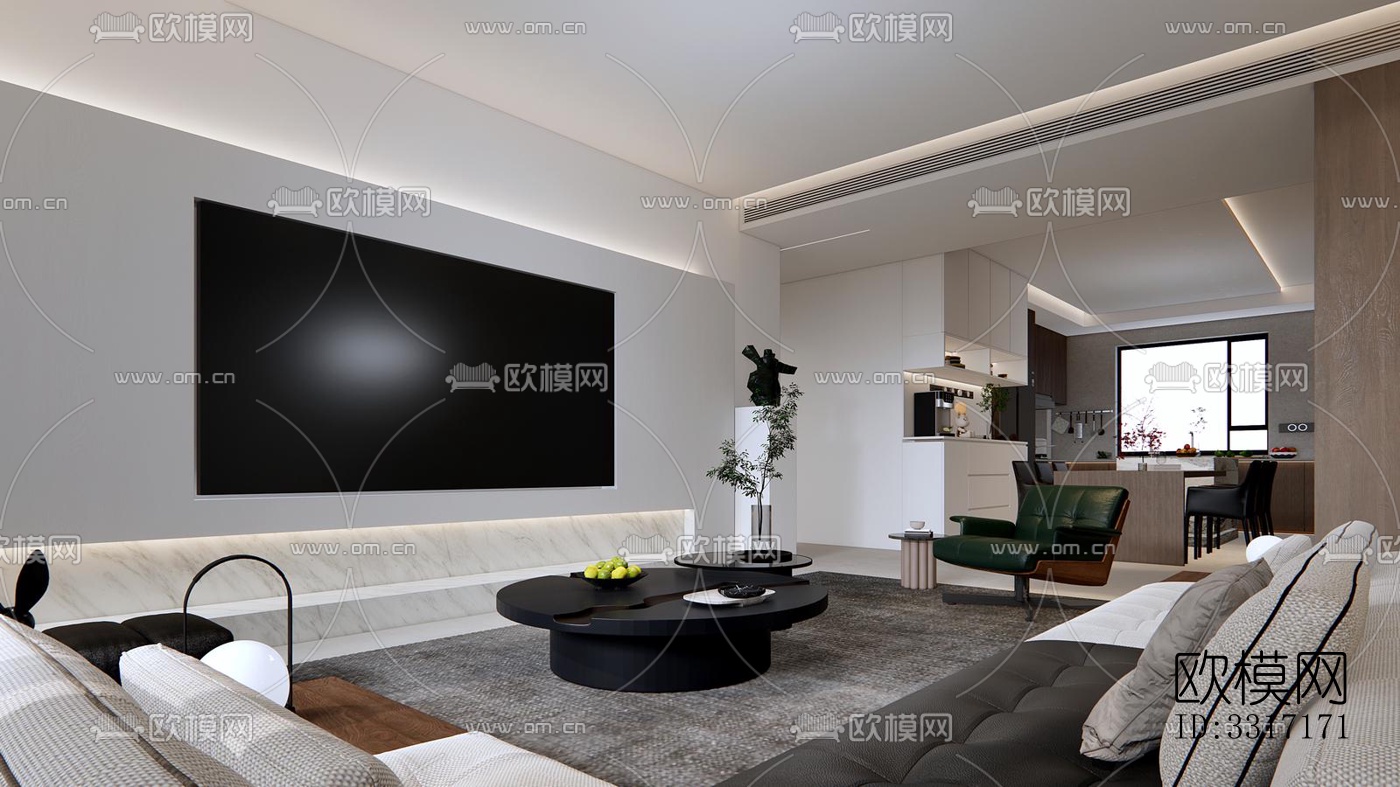 现代客厅效果图下载（渲染图7）