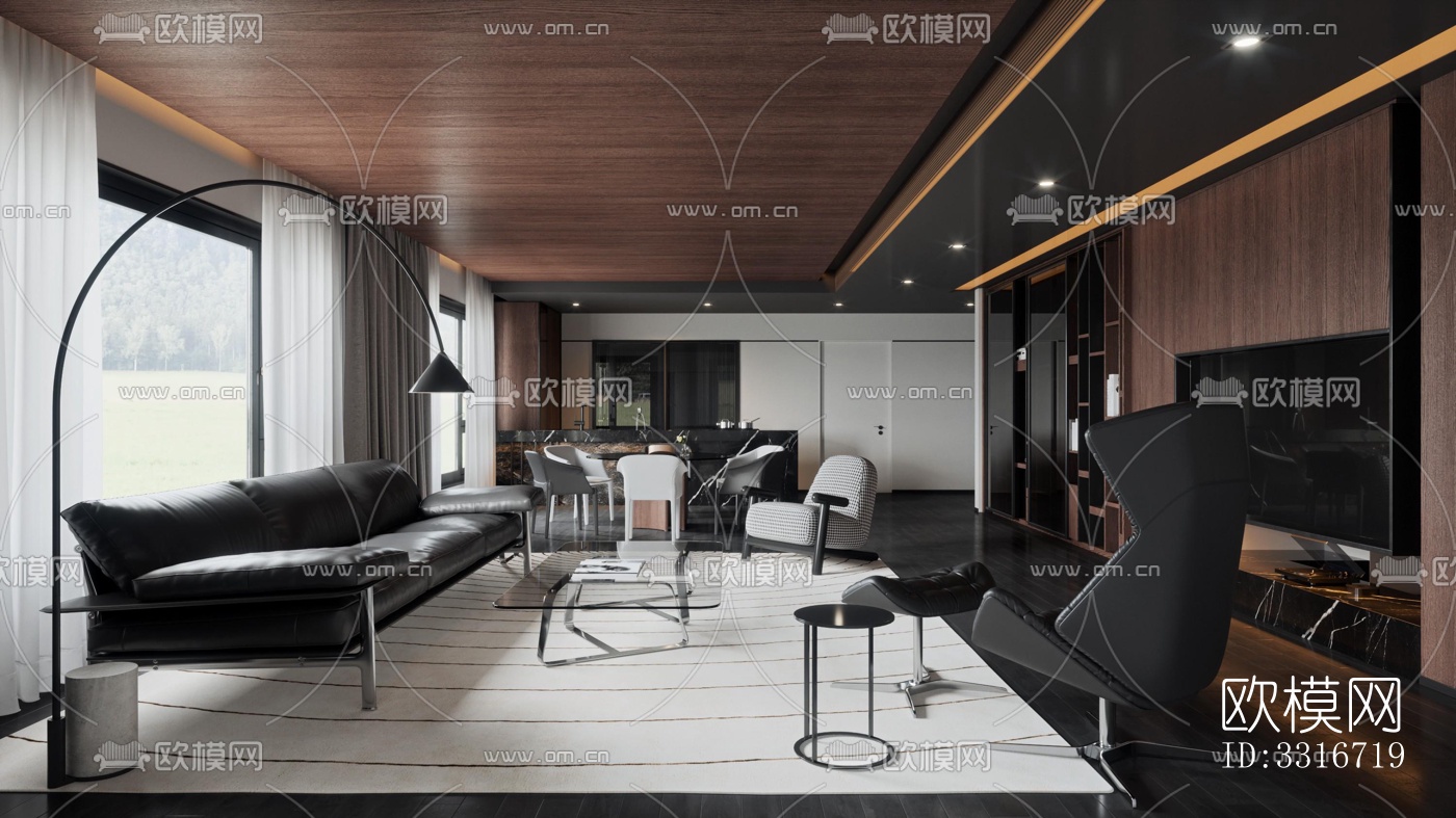 现代客厅效果图下载（渲染图1）