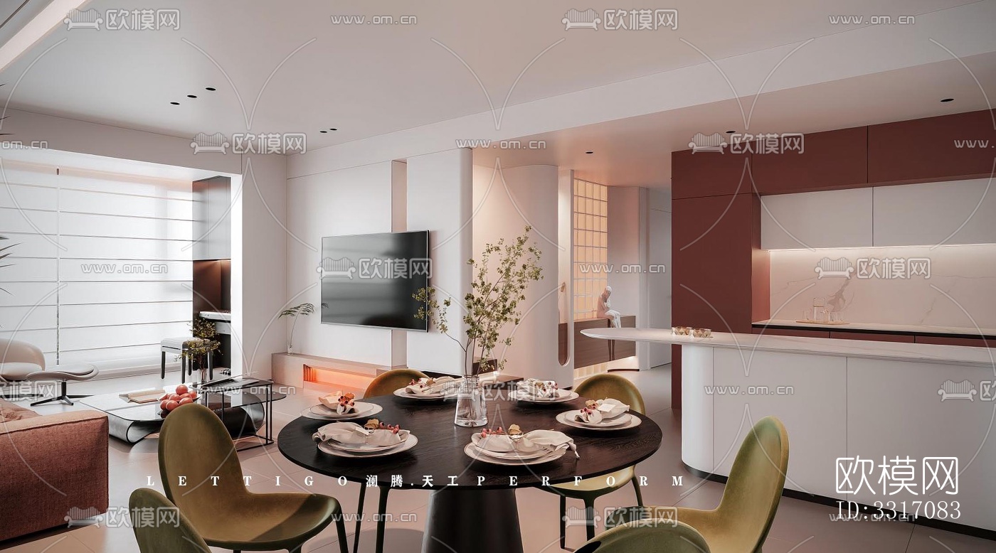 现代客厅效果图下载（渲染图2）