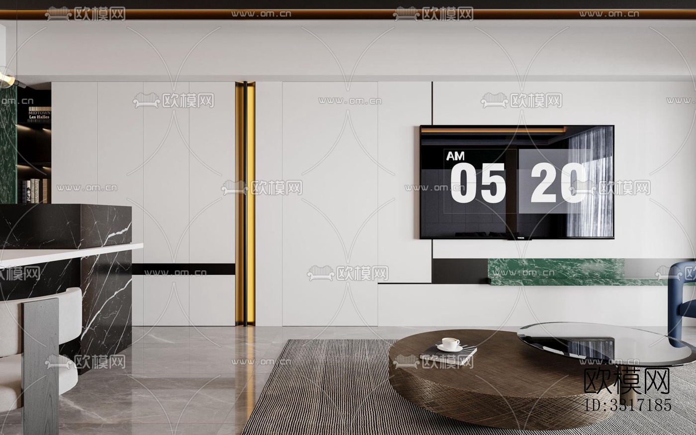 现代客厅效果图下载（渲染图2）