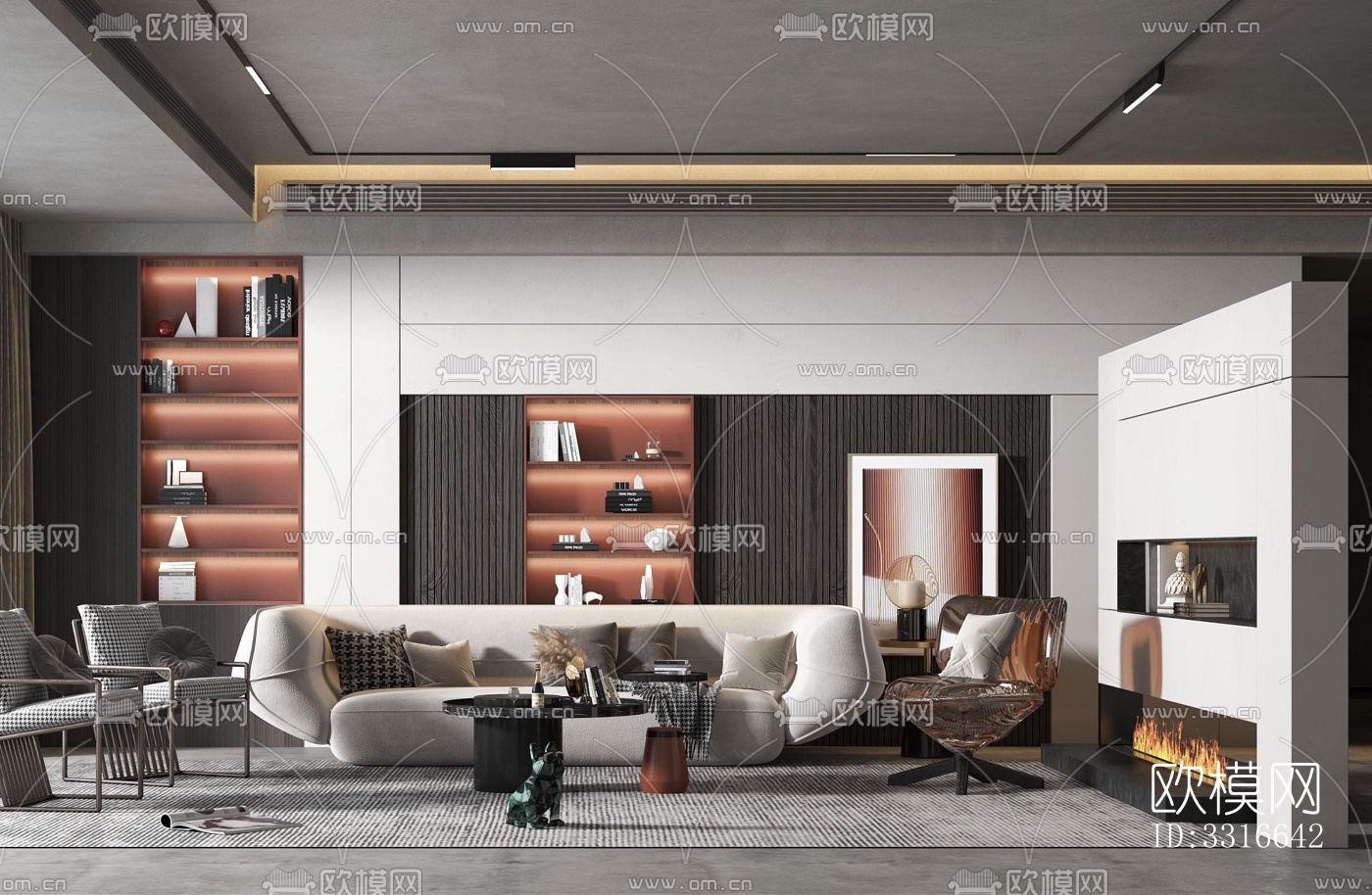 现代客厅效果图下载（渲染图6）