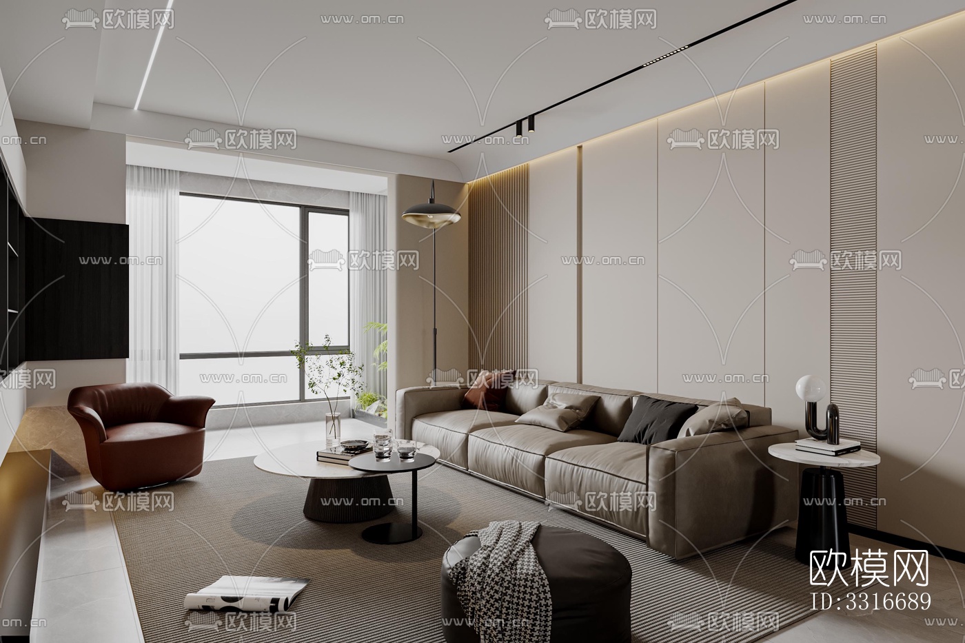 现代客厅效果图下载（渲染图9）