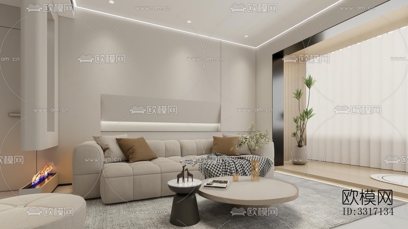 现代客厅效果图下载（渲染图6）