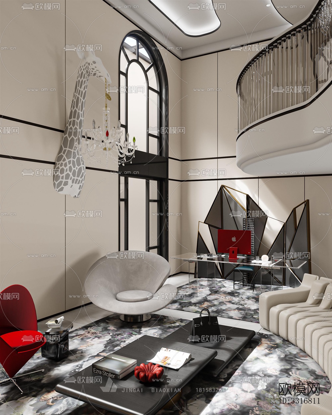 现代客厅效果图下载（渲染图4）