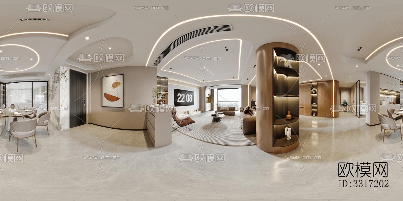 现代客厅效果图下载（渲染图4）