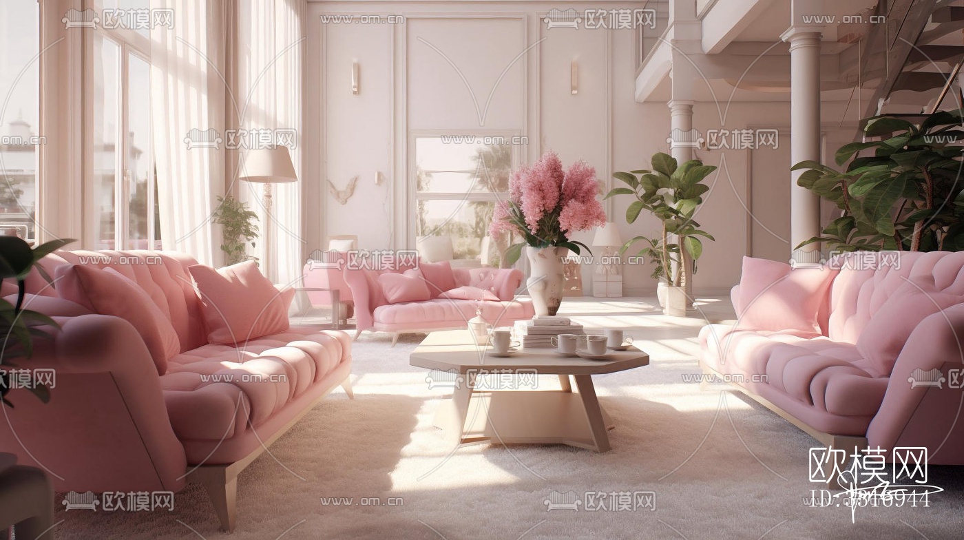 现代客厅效果图下载（渲染图5）