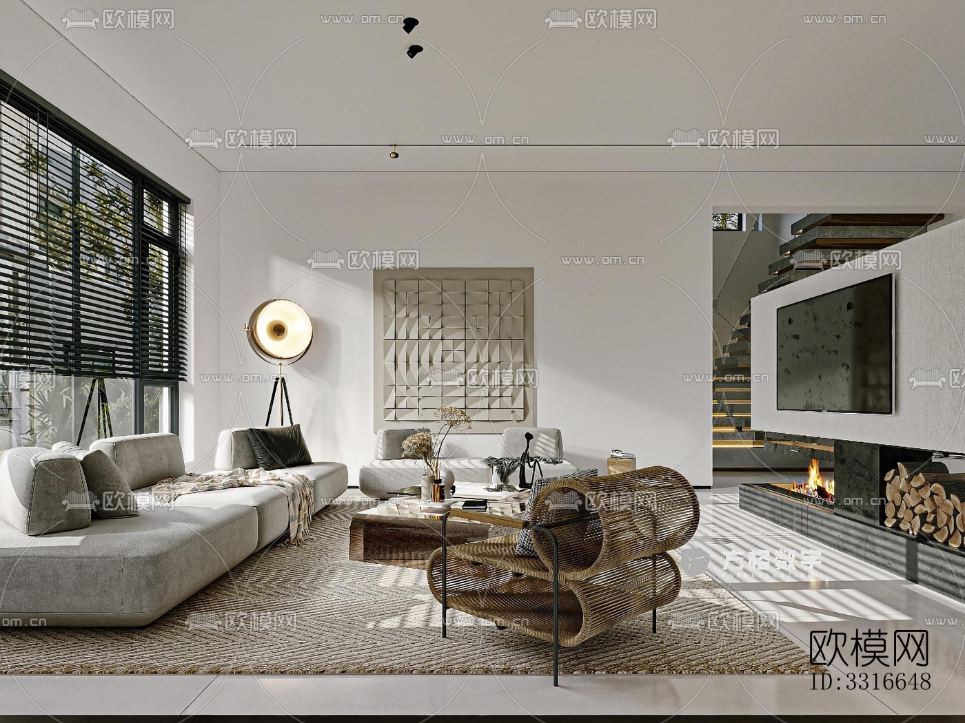 现代客厅效果图下载（渲染图8）