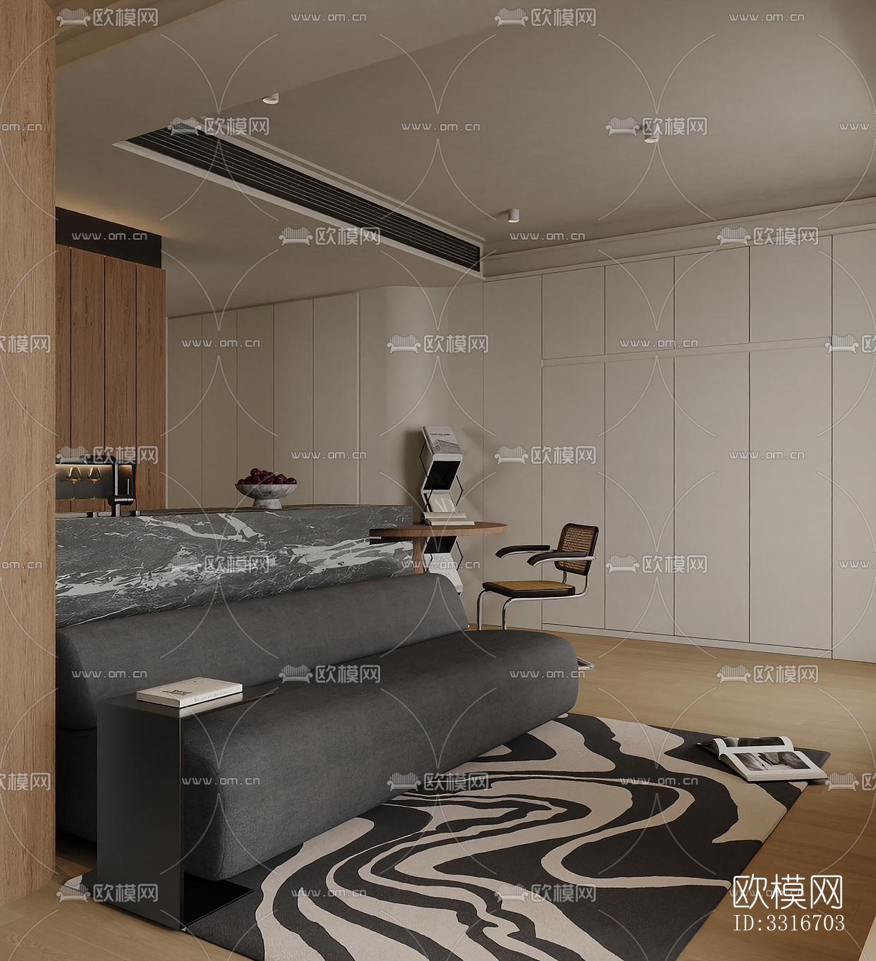 现代客厅效果图下载（渲染图2）