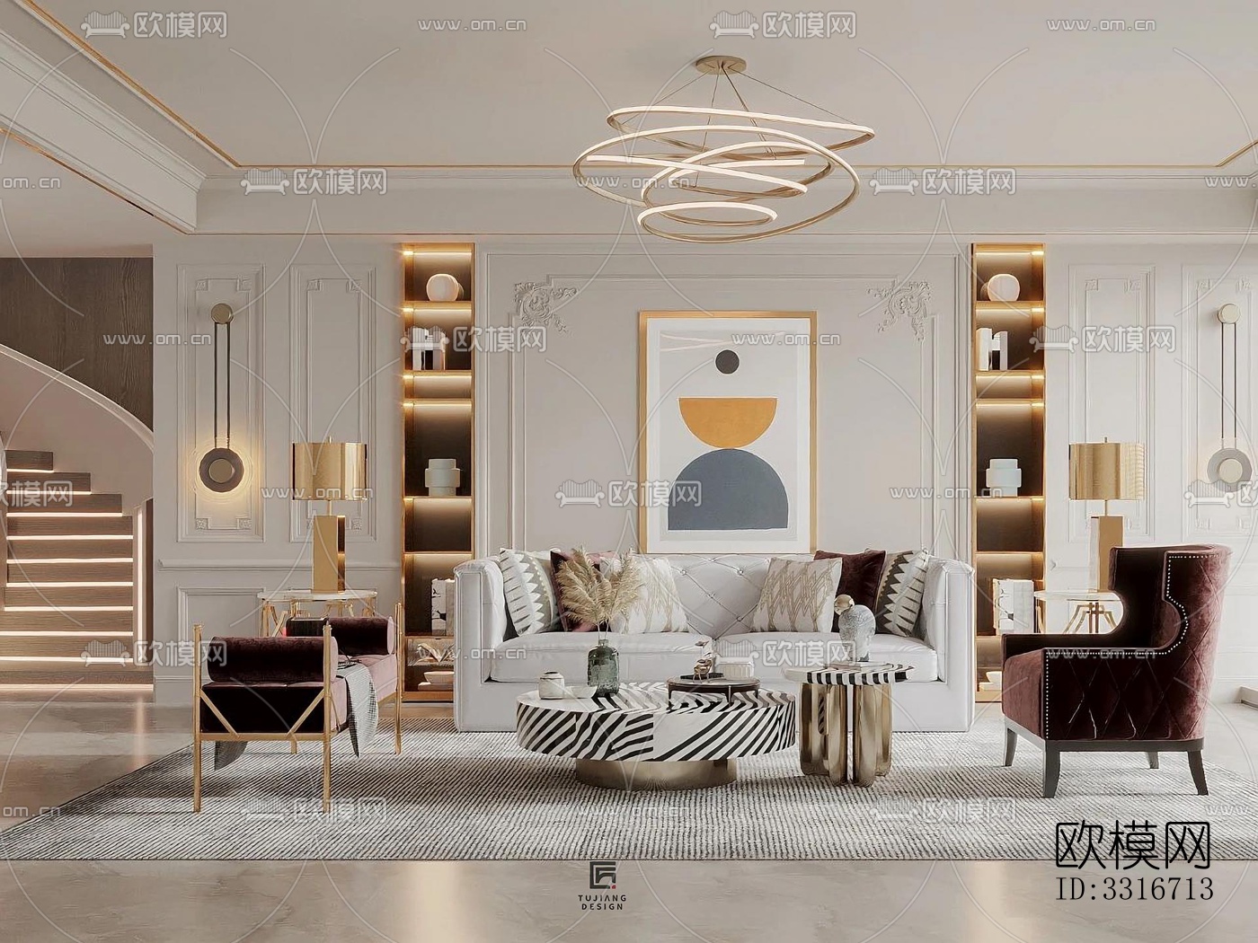 现代客厅效果图下载（渲染图3）