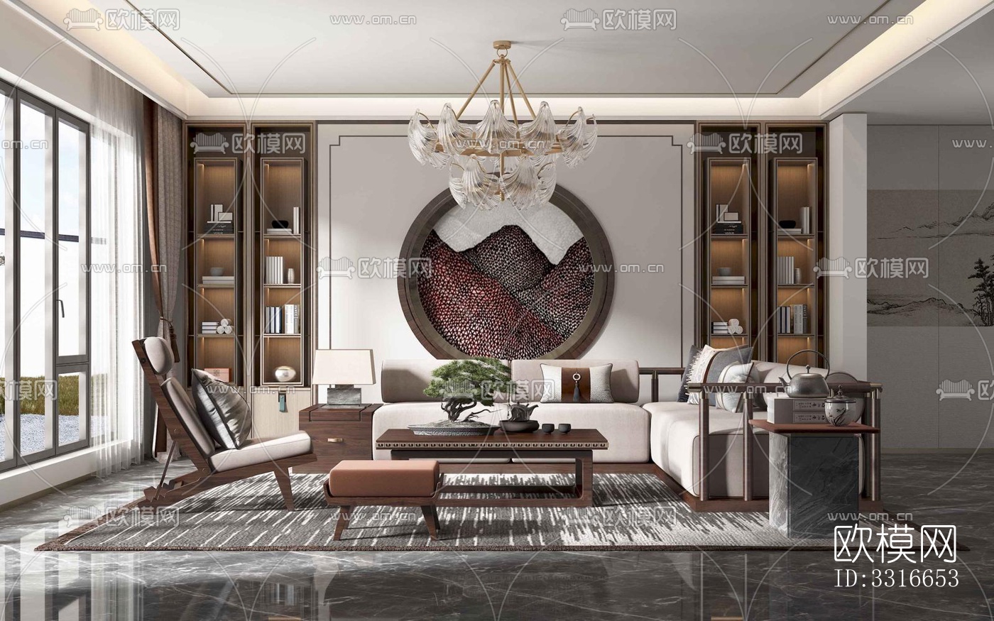 现代客厅效果图下载（渲染图16）