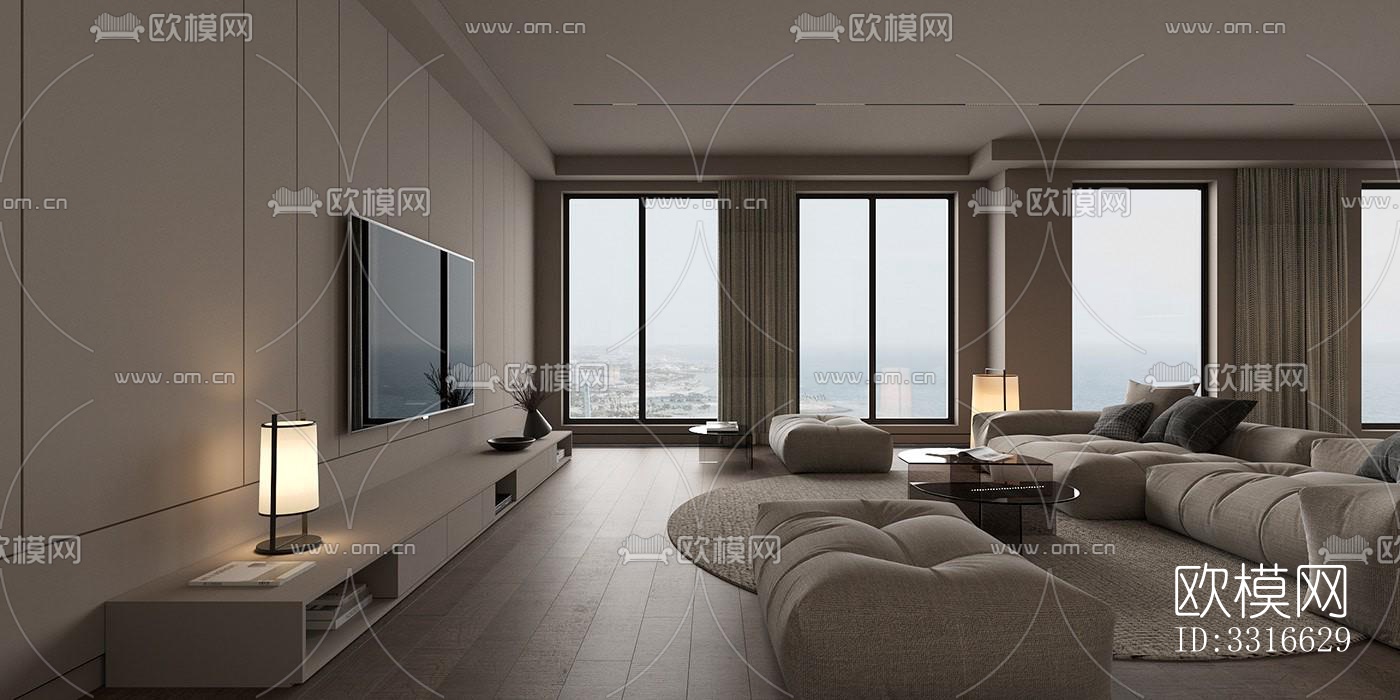 现代客厅效果图下载（渲染图10）