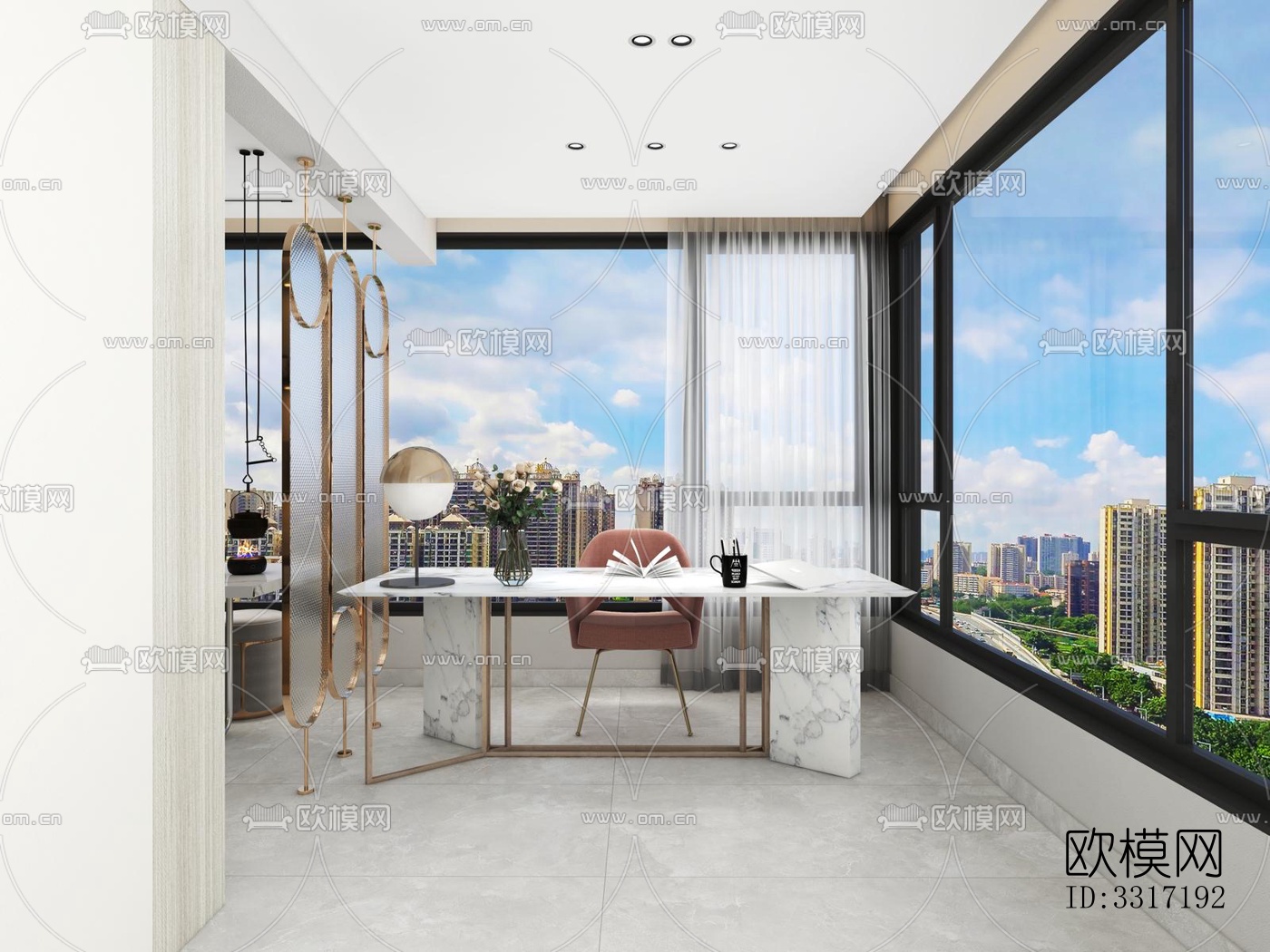 现代客厅效果图下载（渲染图4）