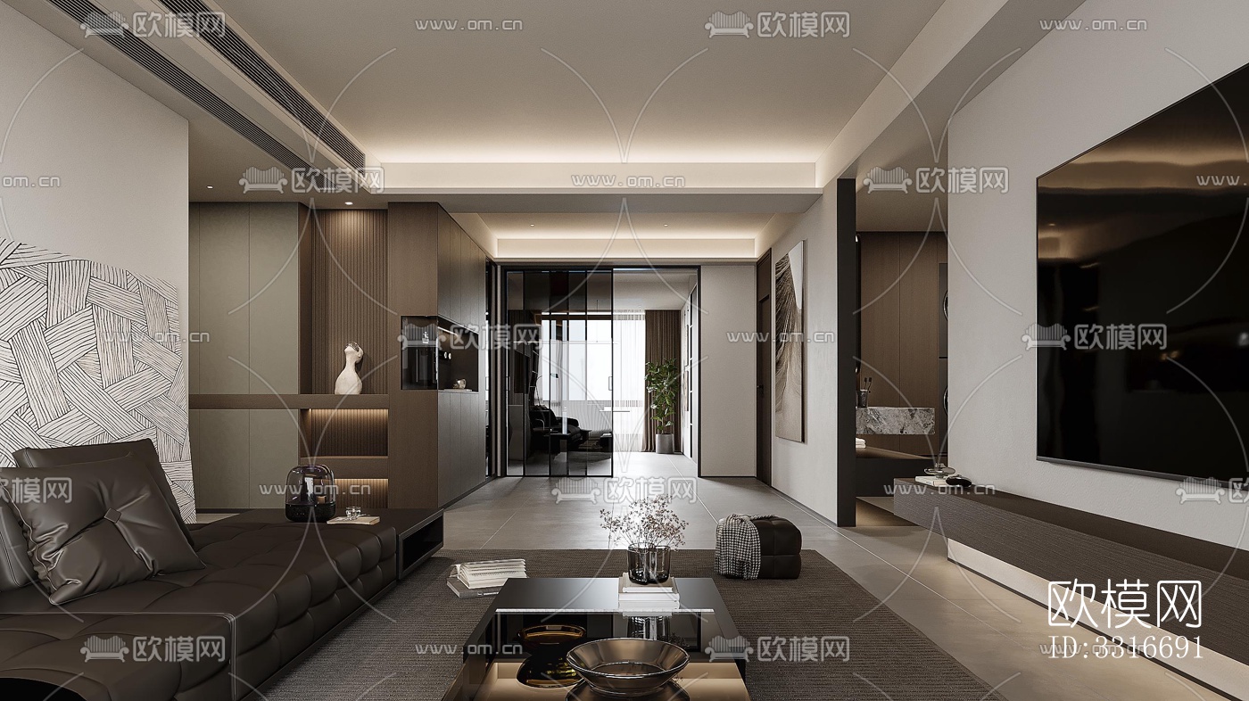 现代客厅效果图下载（渲染图4）