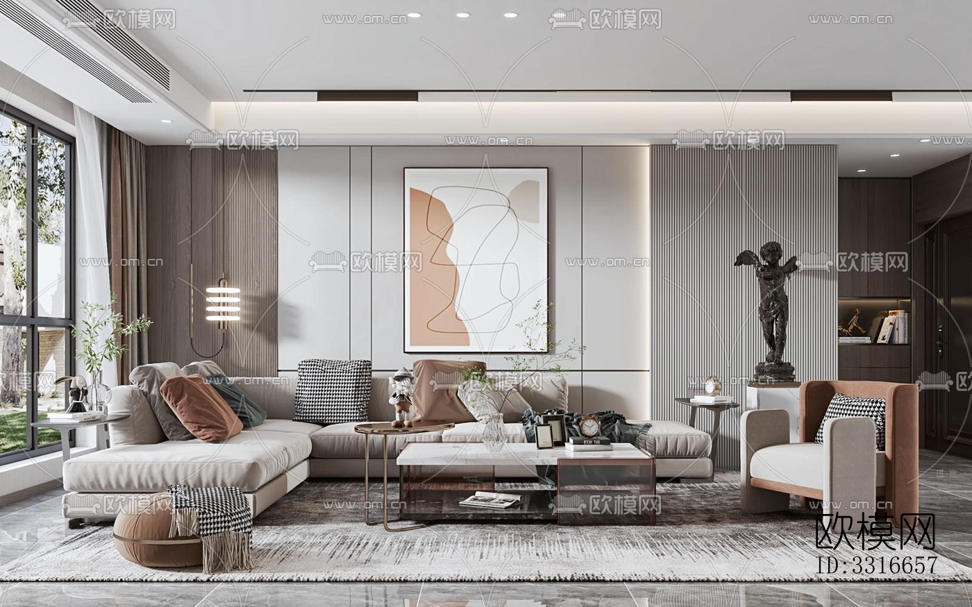 现代客厅效果图下载（渲染图16）