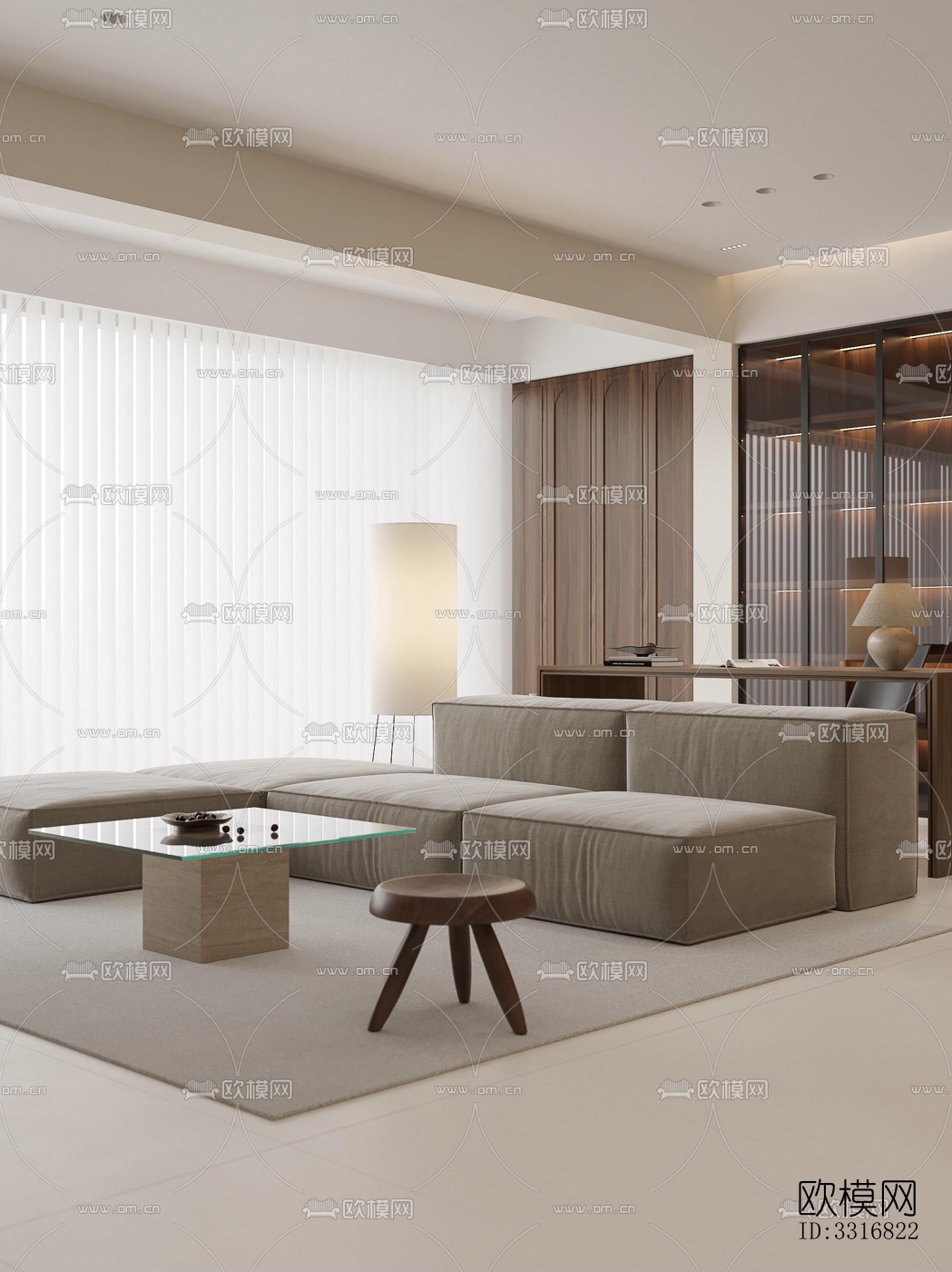 现代客厅效果图下载（渲染图3）