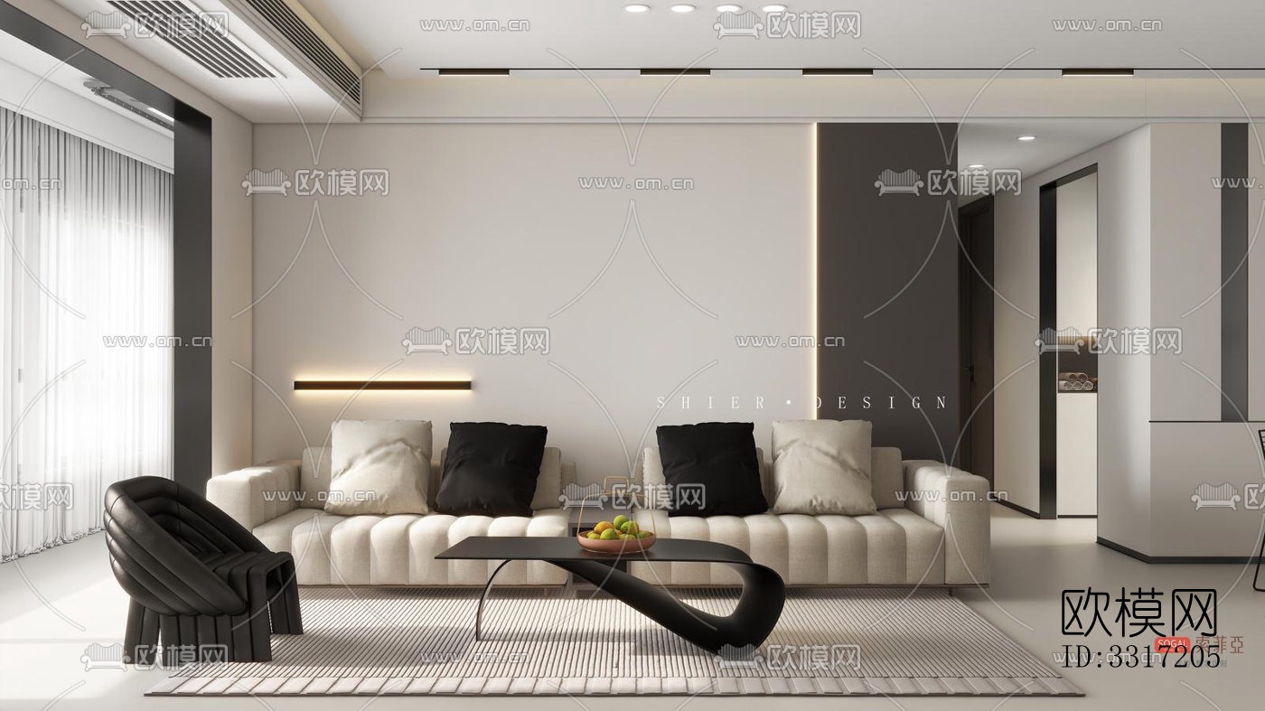 现代客厅效果图下载（渲染图11）